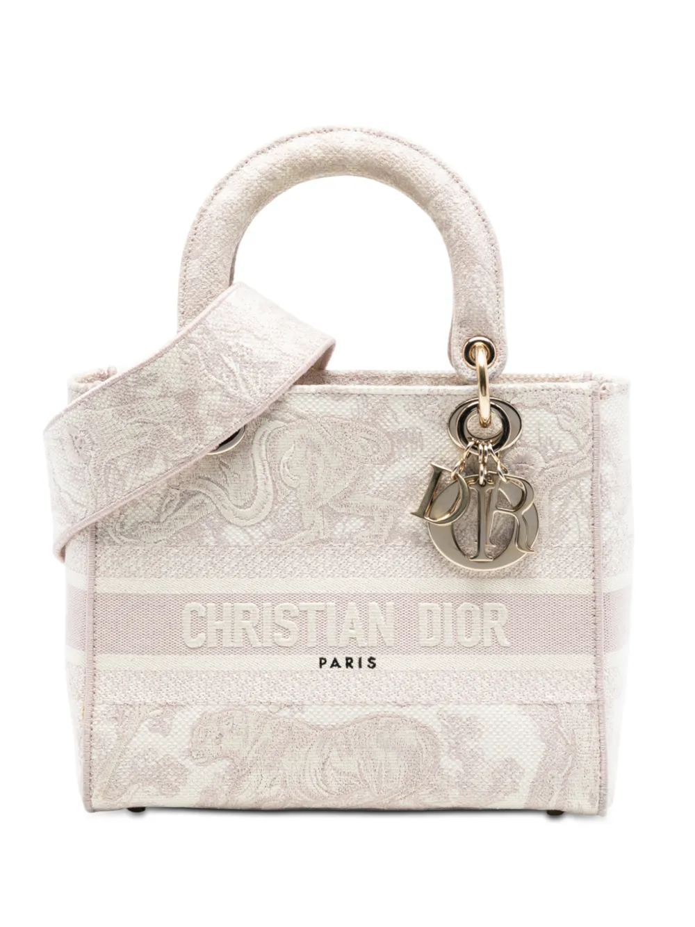 Christian Dior Pre-Owned 2021 Medium Embroidered Canvas Toile De Jouy Lady D Lite satchel - Rosa