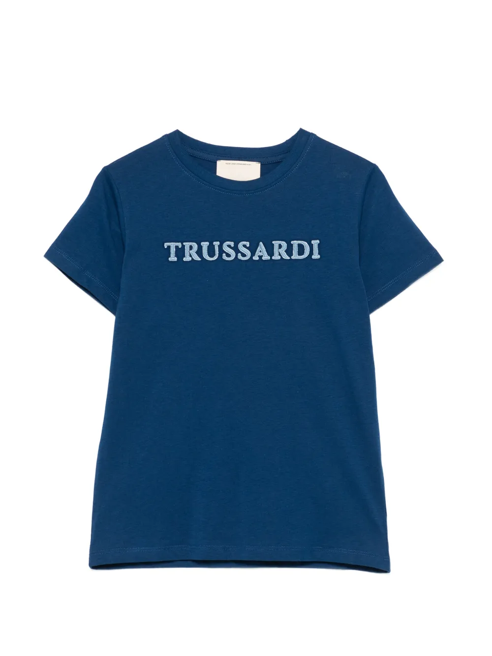 TRUSSARDI JUNIOR logo-embroidery T-shirt - Blu