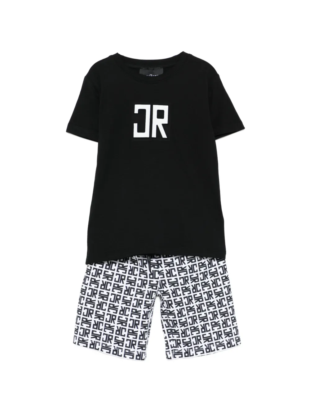John Richmond Junior monogram-patterned shorts set - Nero