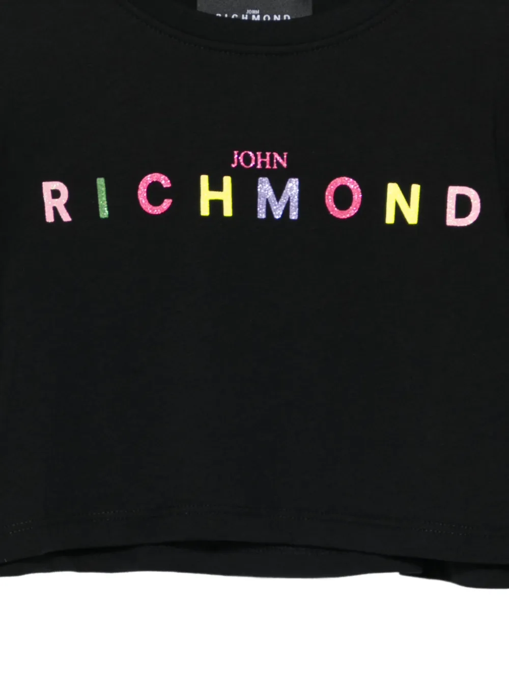John Richmond Junior Cropped T-shirt met ruches Zwart