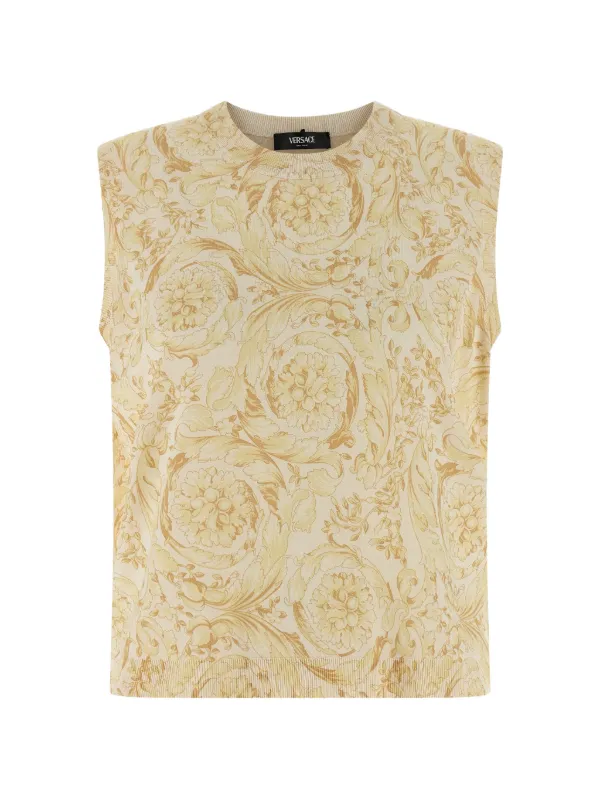 Versace Barocco Patterned Vest in Gold