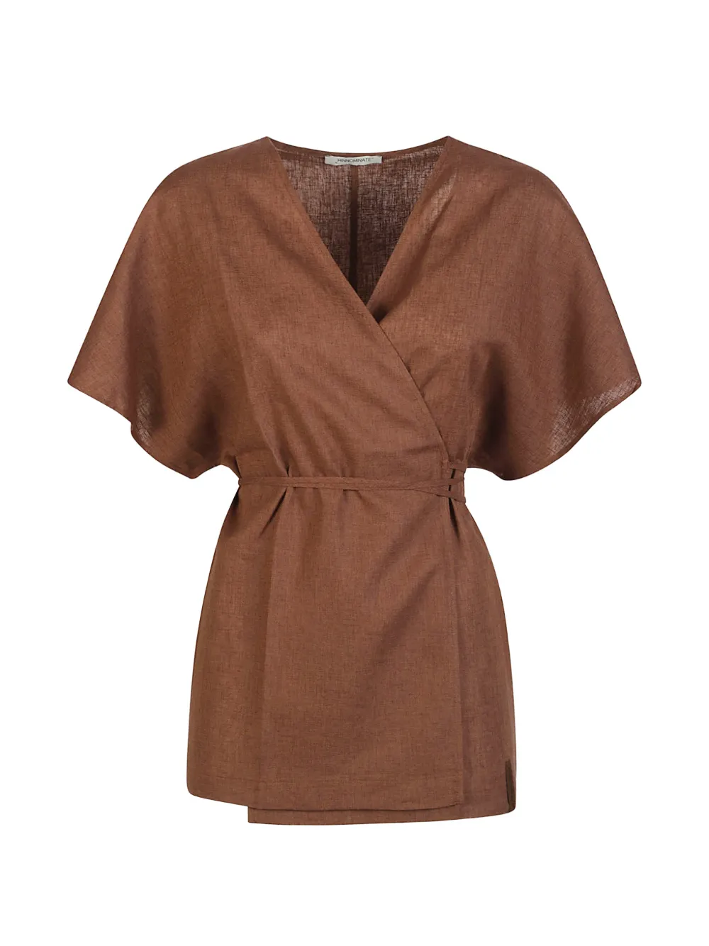 HINNOMINATE tie-waist short-sleeve top - Marrone
