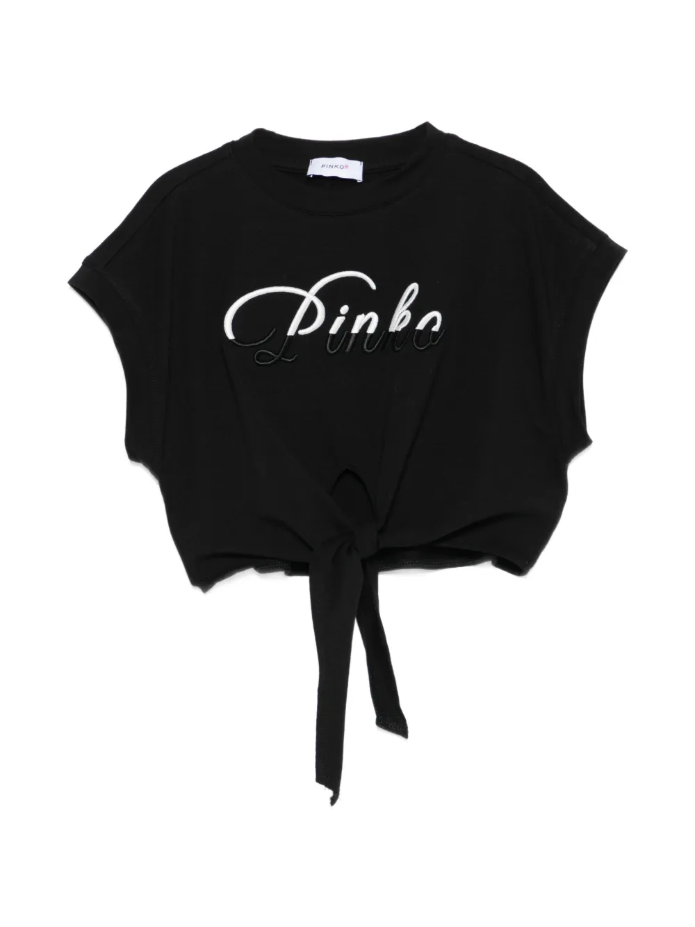 Pinko Kids tie-front T-shirt - Nero