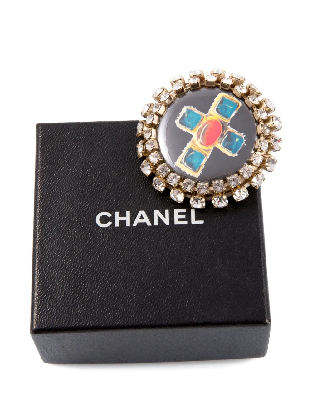 CHANEL Pre-Owned 2008 embellished cross-design brooch - Oro