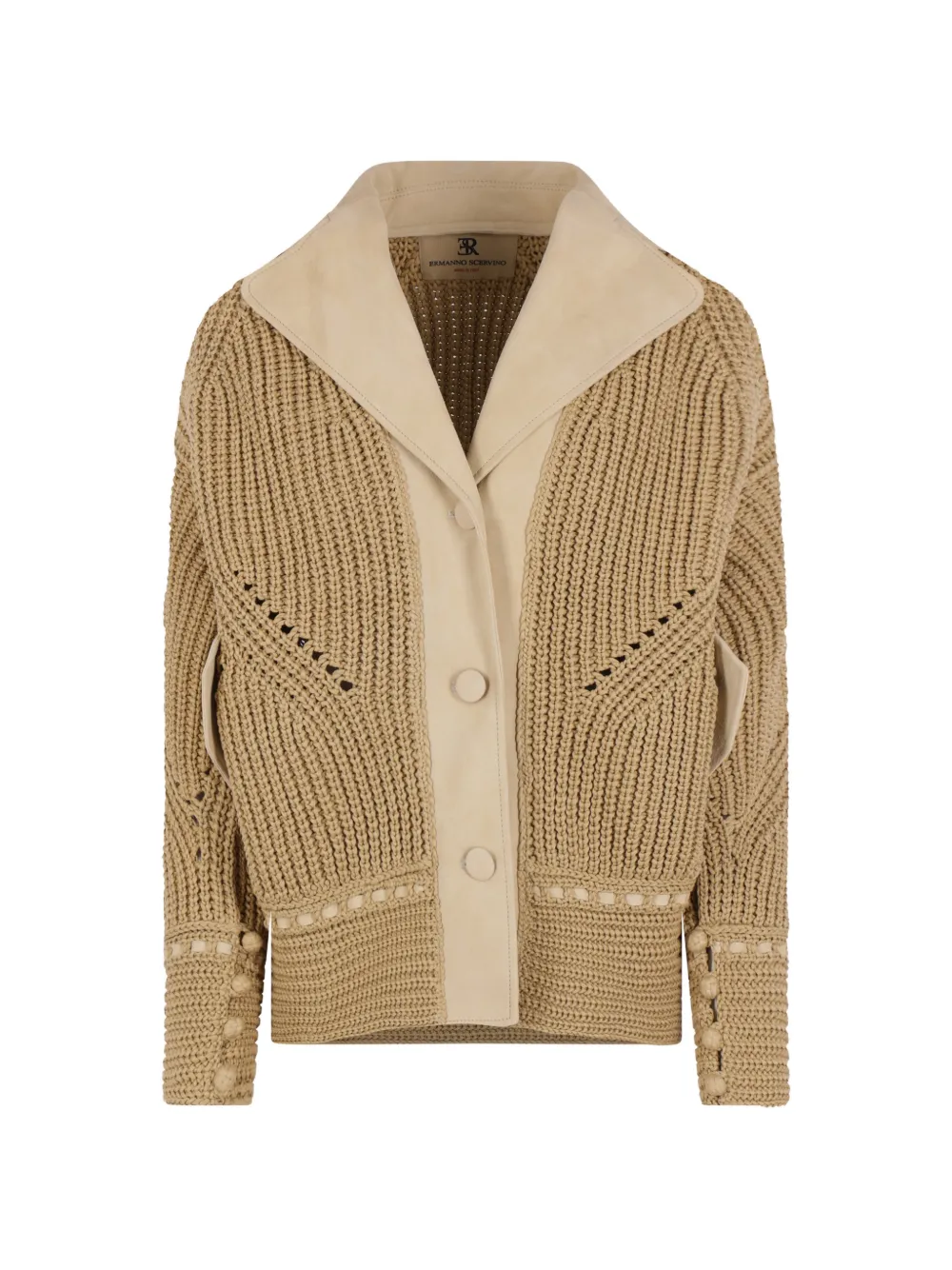 Ermanno Scervino Suede Panelled Coat In Brown