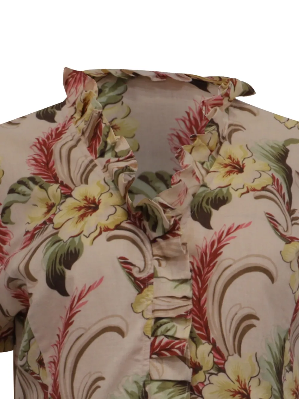 Floral-Print Ruffled Blouse