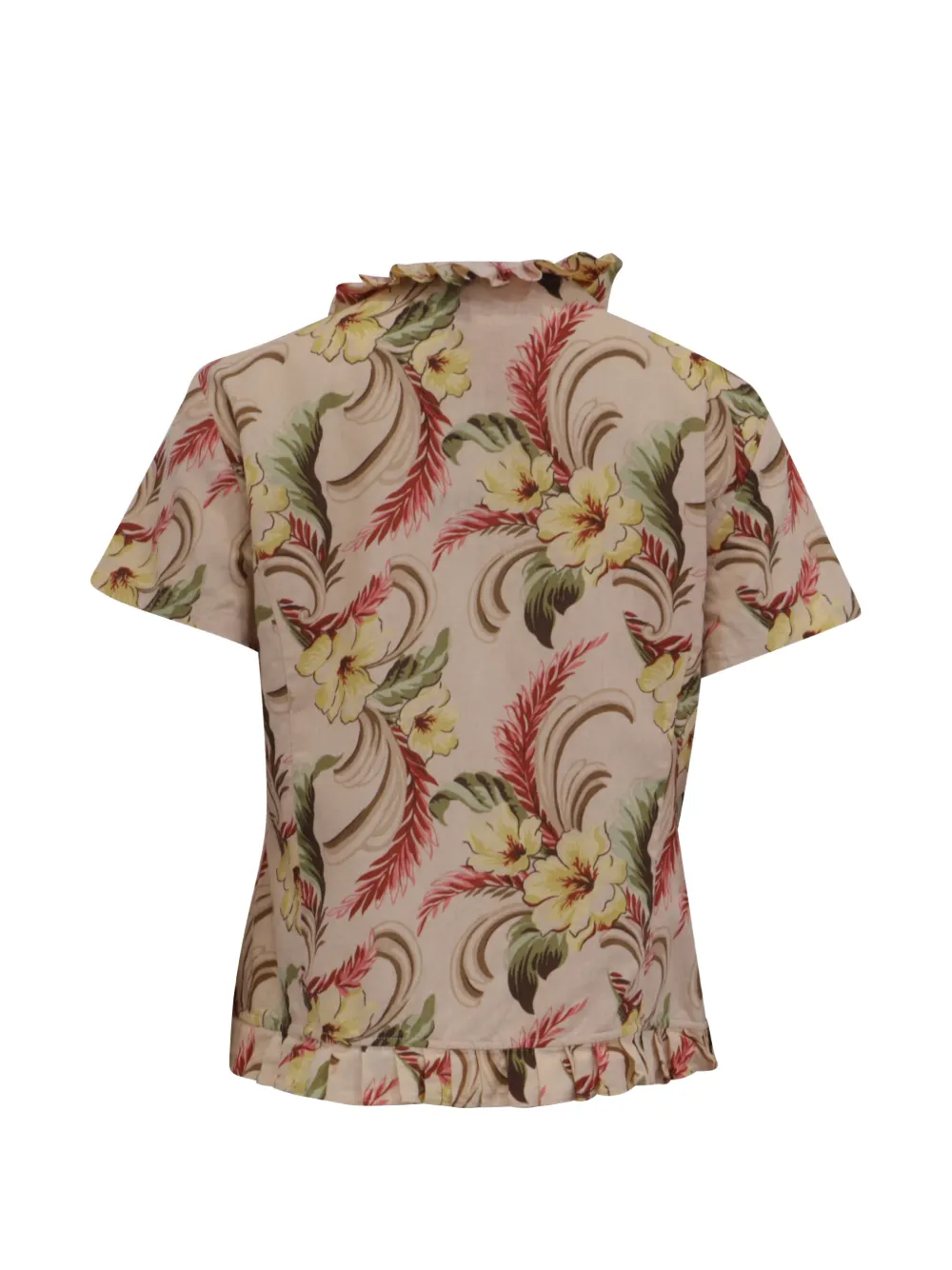 floral-print ruffled blouse
