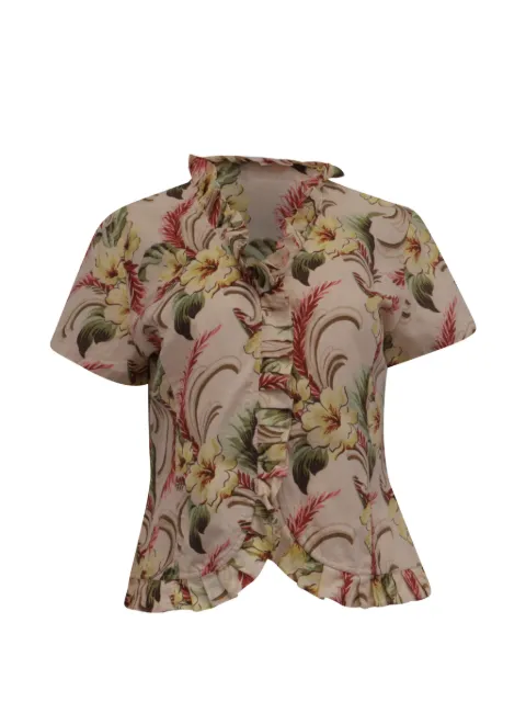 Oscar de la Renta Pre-Owned floral-print ruffled blouse