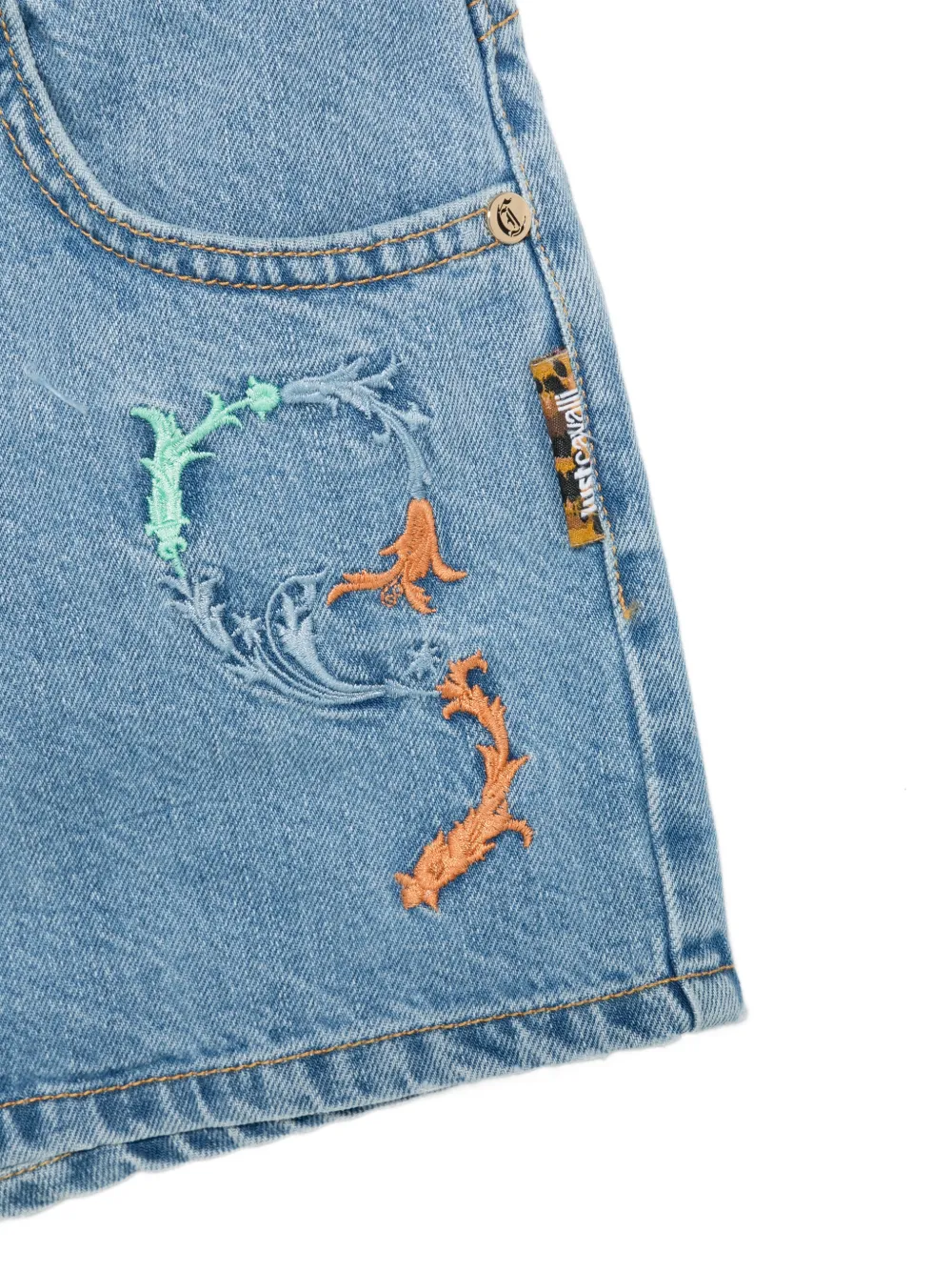  Roberto Cavalli Junior Embroidered Shorts - Blue 