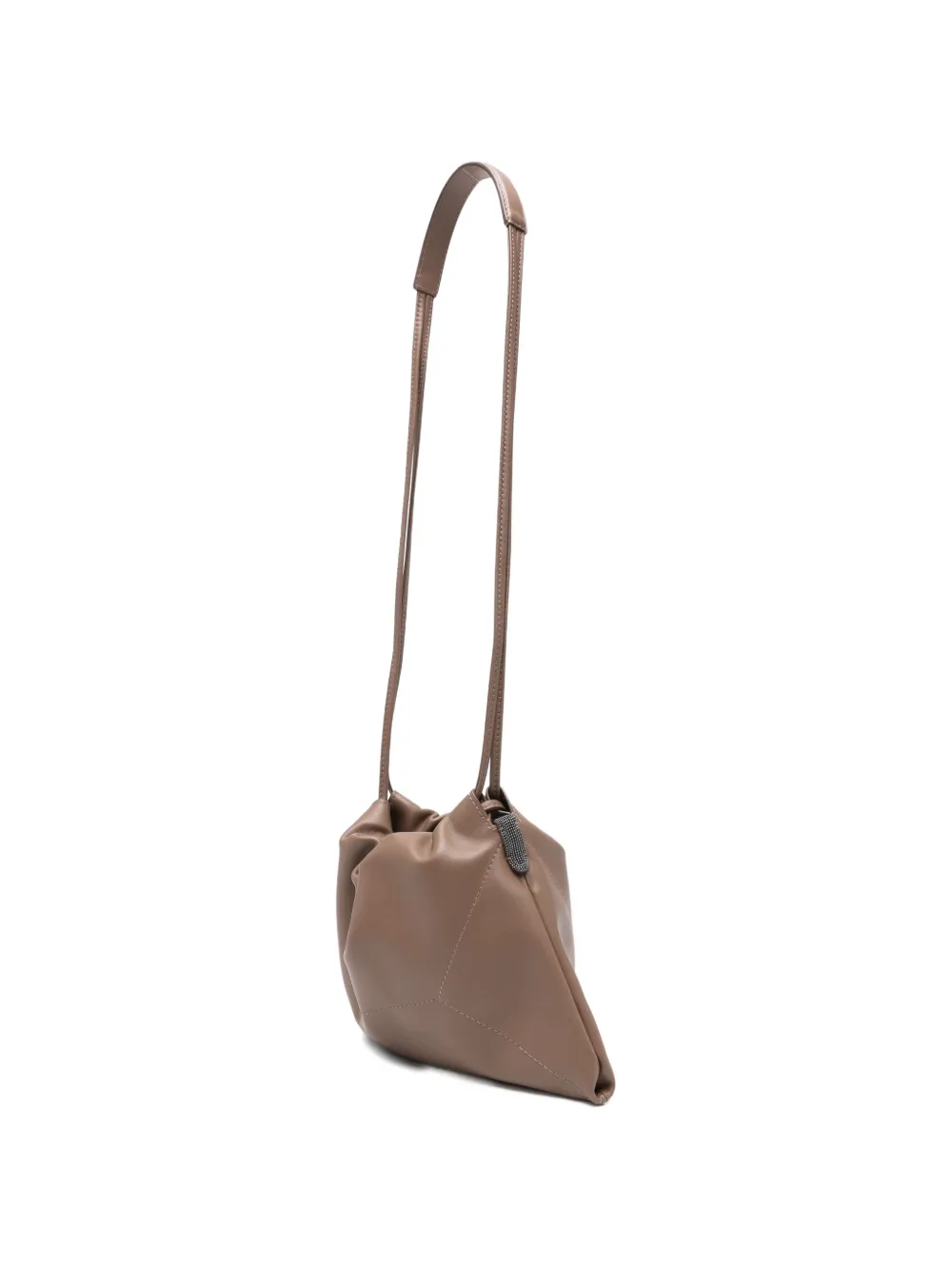  Brunello Cucinelli Gathered Leather Shoulder Bag - Brown 