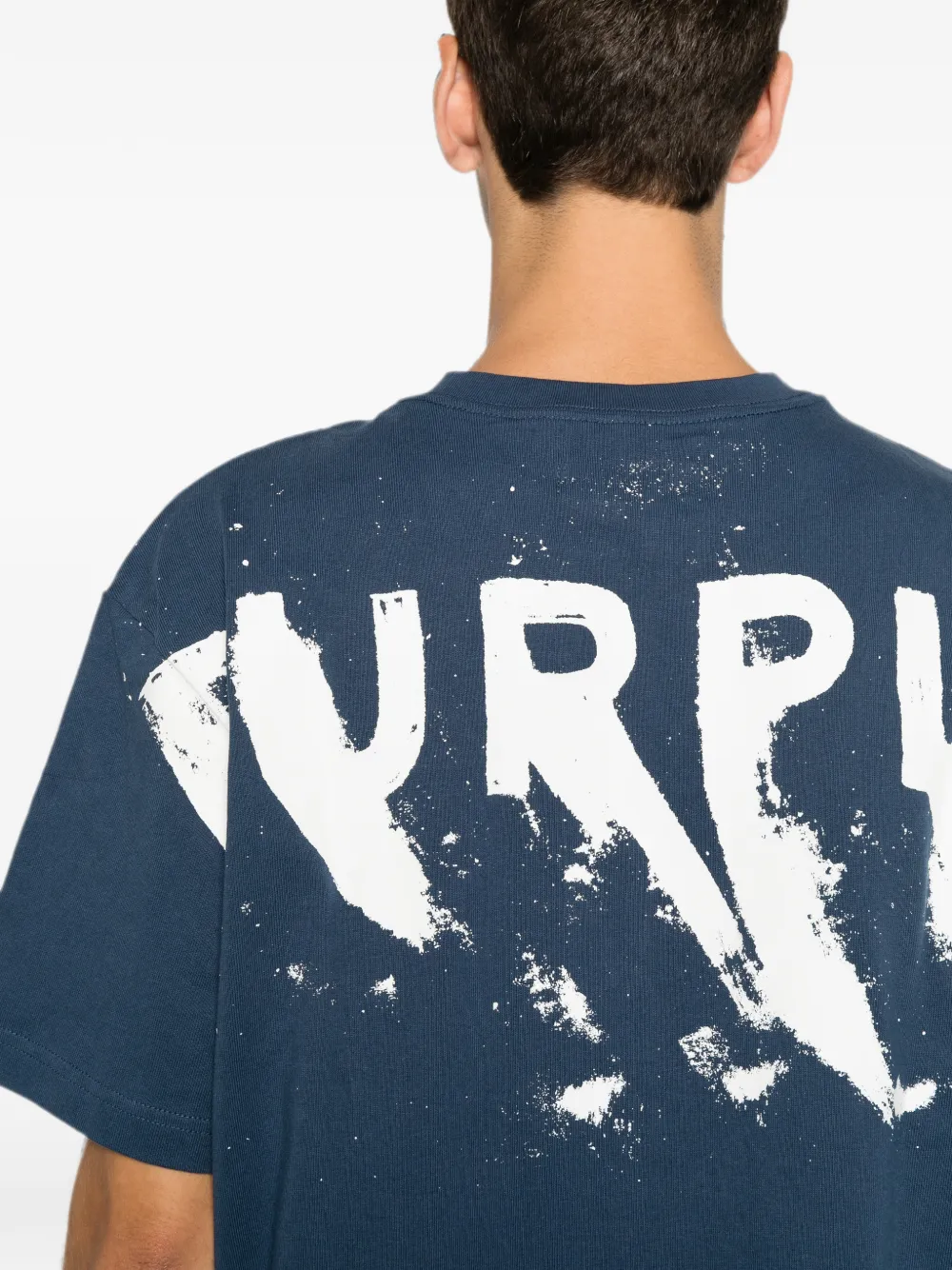 Purple Brand T-shirt met logoprint Blauw