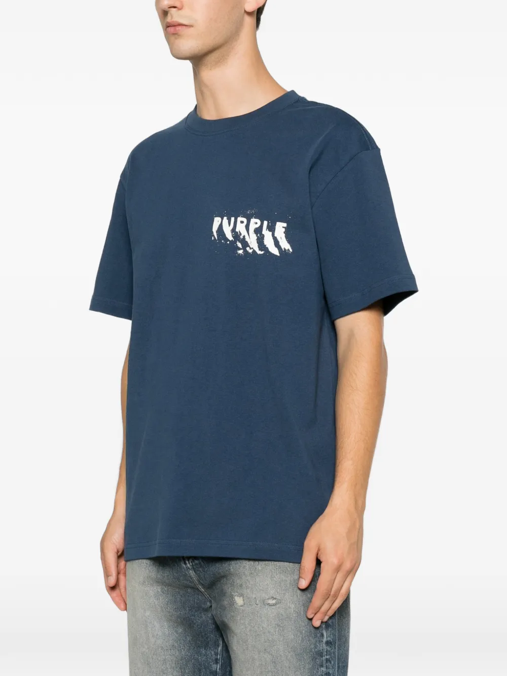 Purple Brand T-shirt met logoprint Blauw