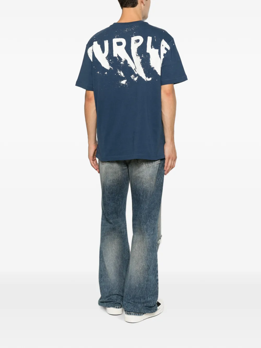 Purple Brand T-shirt met logoprint Blauw