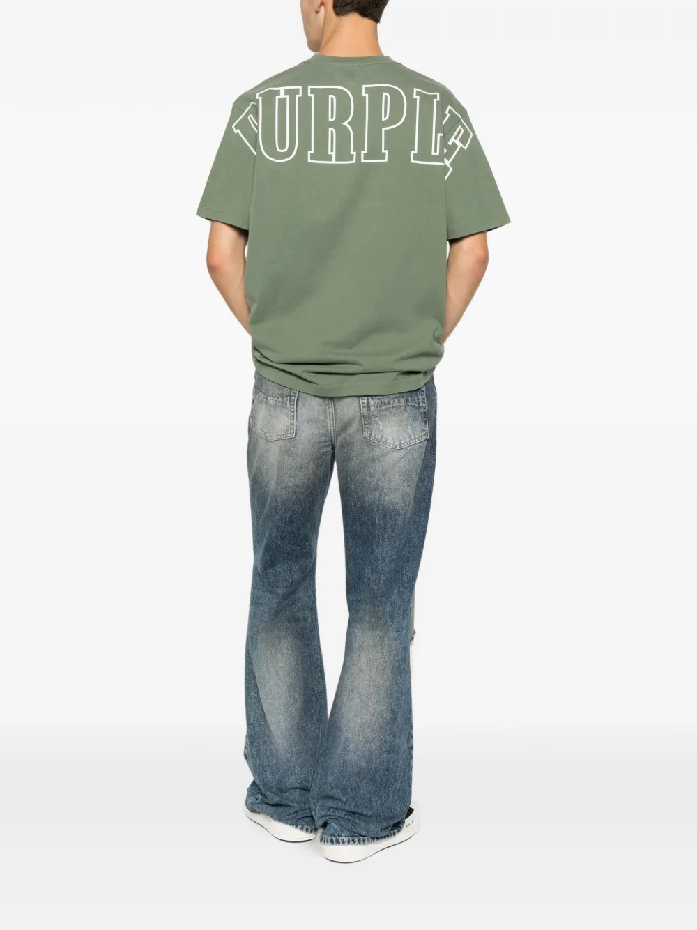 Purple Brand T-shirt met logoprint Groen