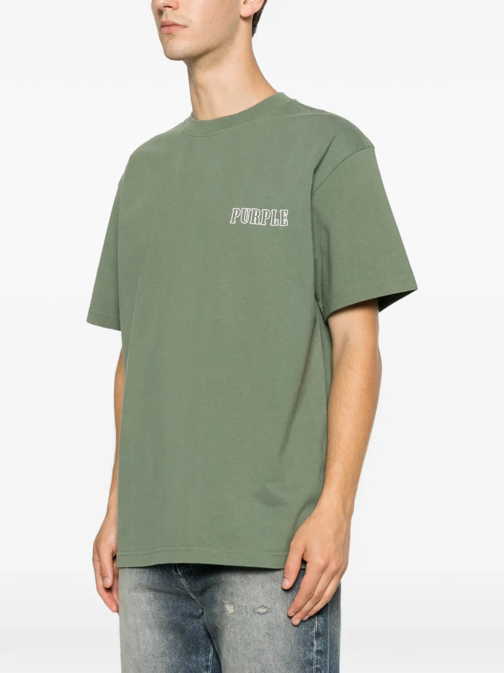 Purple Brand T-shirt met logoprint Groen