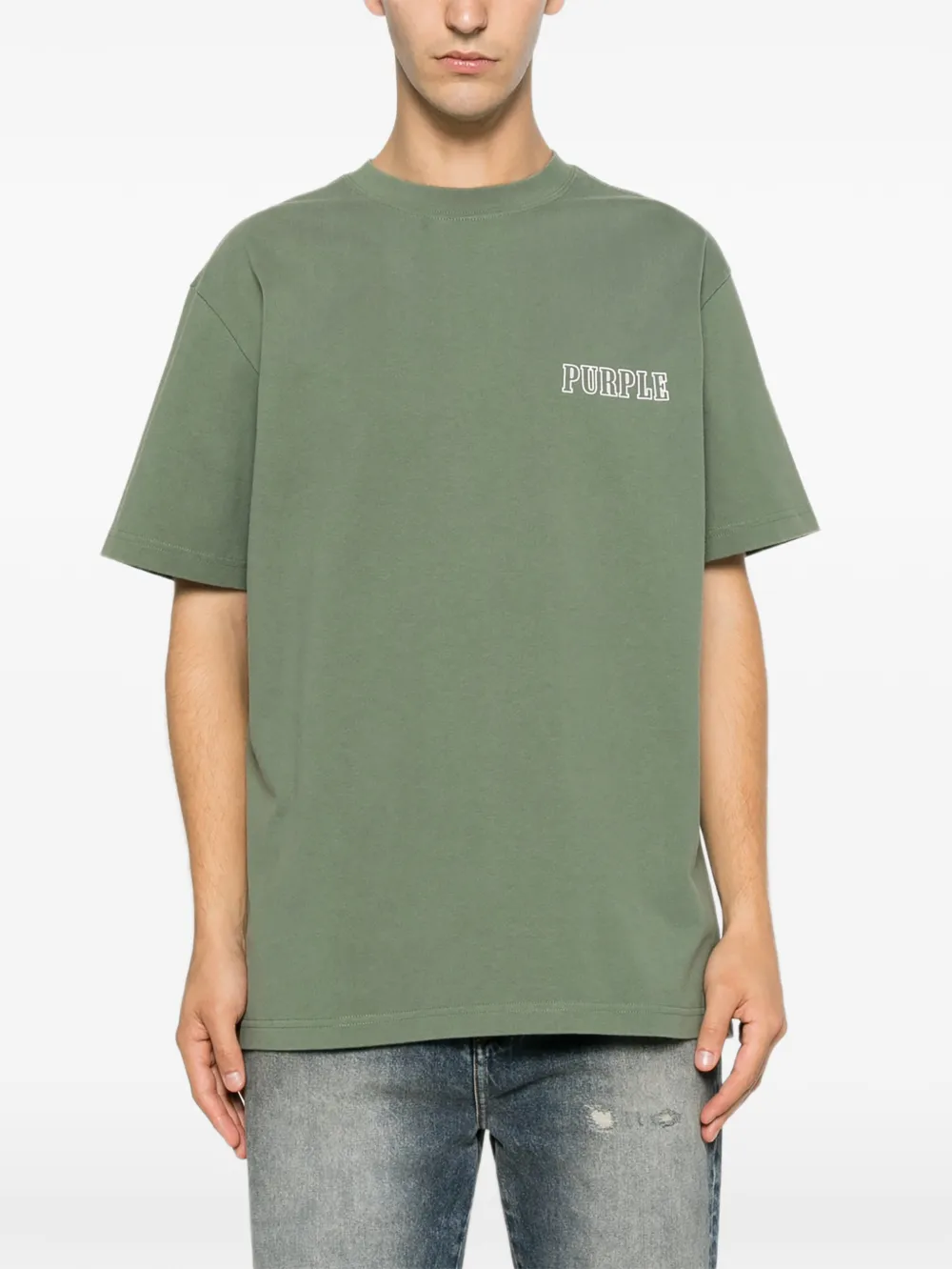 Purple Brand T-shirt met logoprint Groen