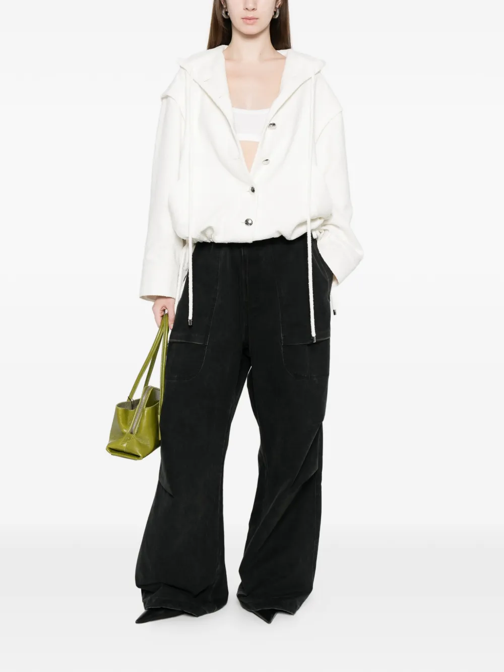 Blumarine Bouclé jack met capuchon Wit
