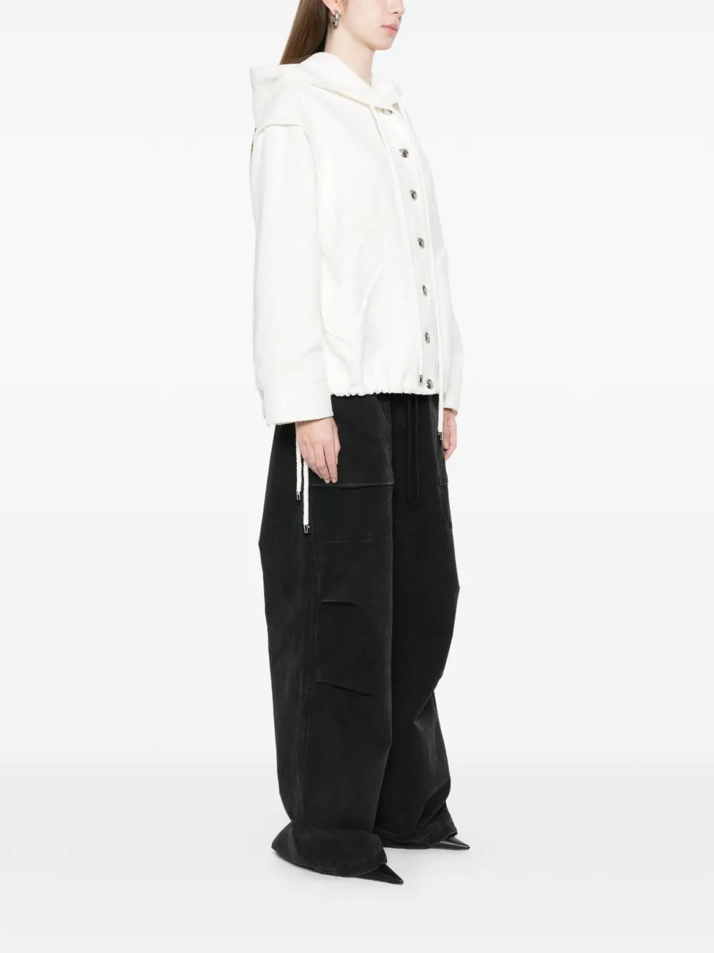 Blumarine Bouclé jack met capuchon Wit