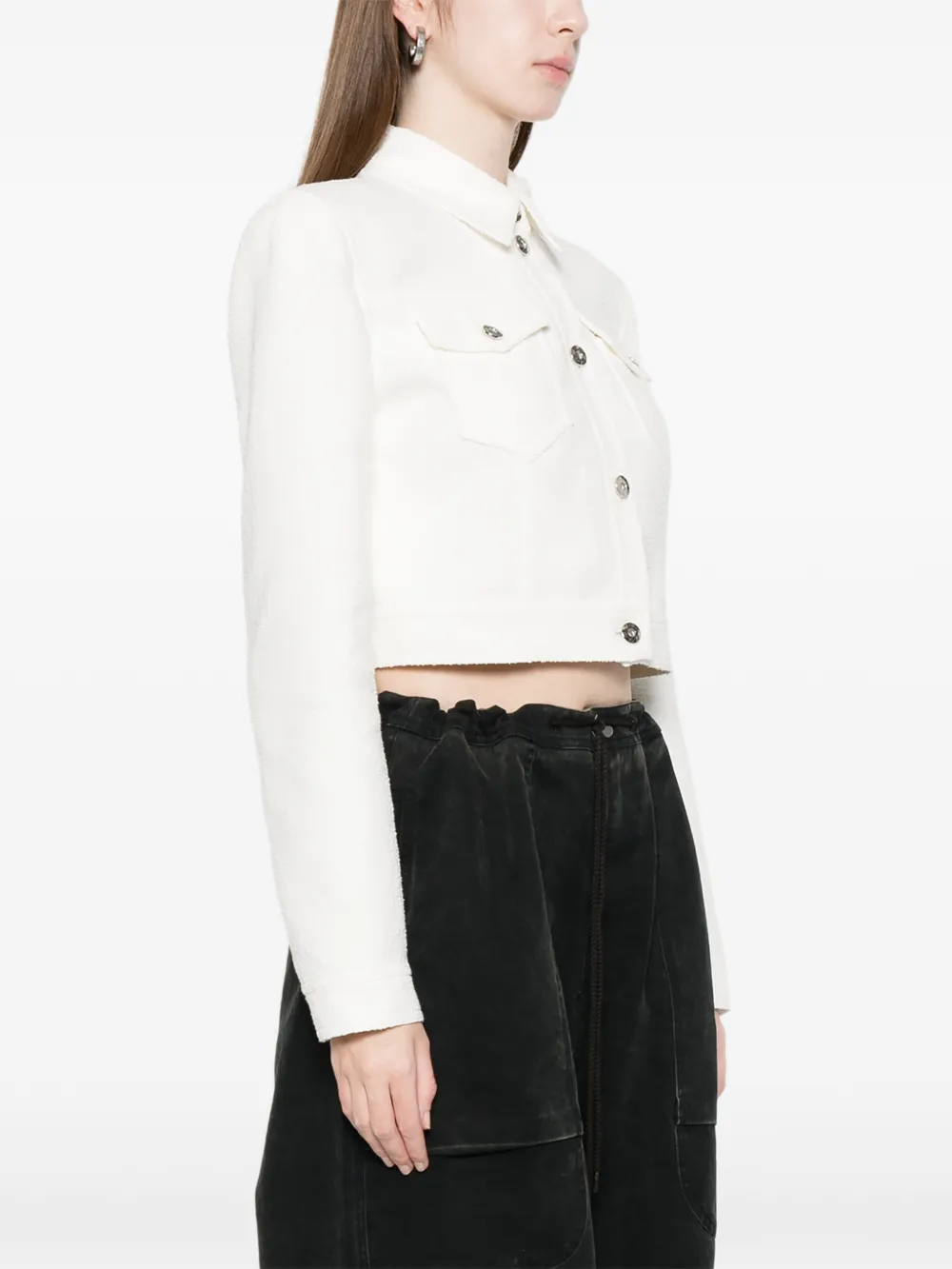  Blumarine Button Bouclé Jacket - White 