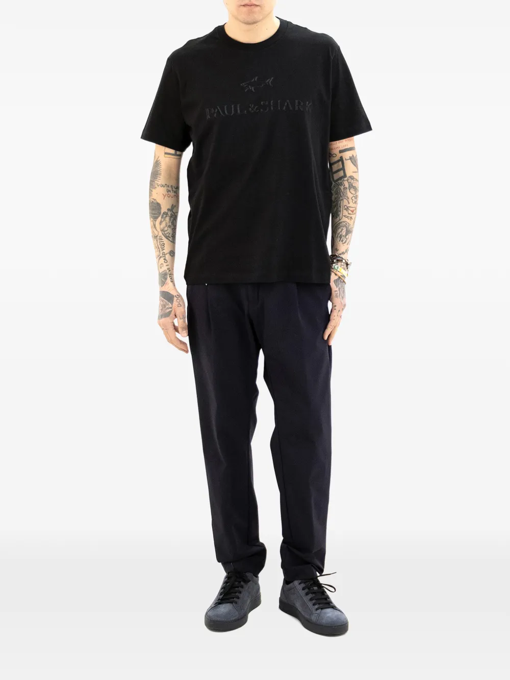 Paul & Shark T-shirt met geborduurd logo Zwart
