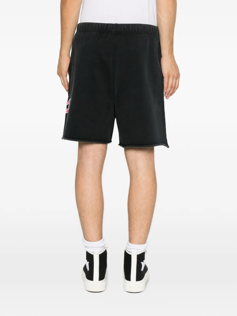 Purple Brand Gerafelde shorts met print Zwart