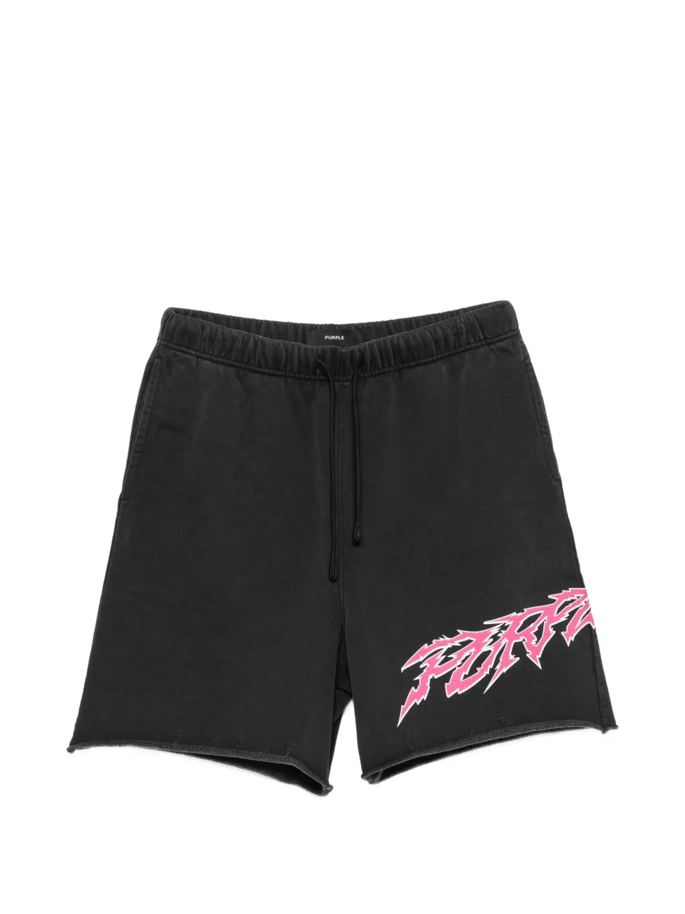 Purple Brand graphic-print raw-cut shorts - Nero