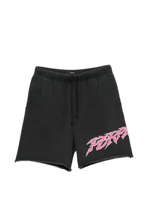 Purple Brand graphic-print raw-cut shorts