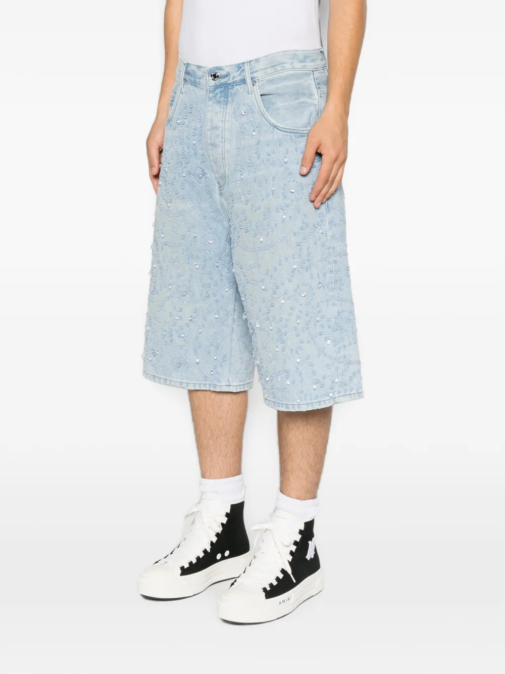 Purple Brand Shorts verfraaid met kralen Blauw