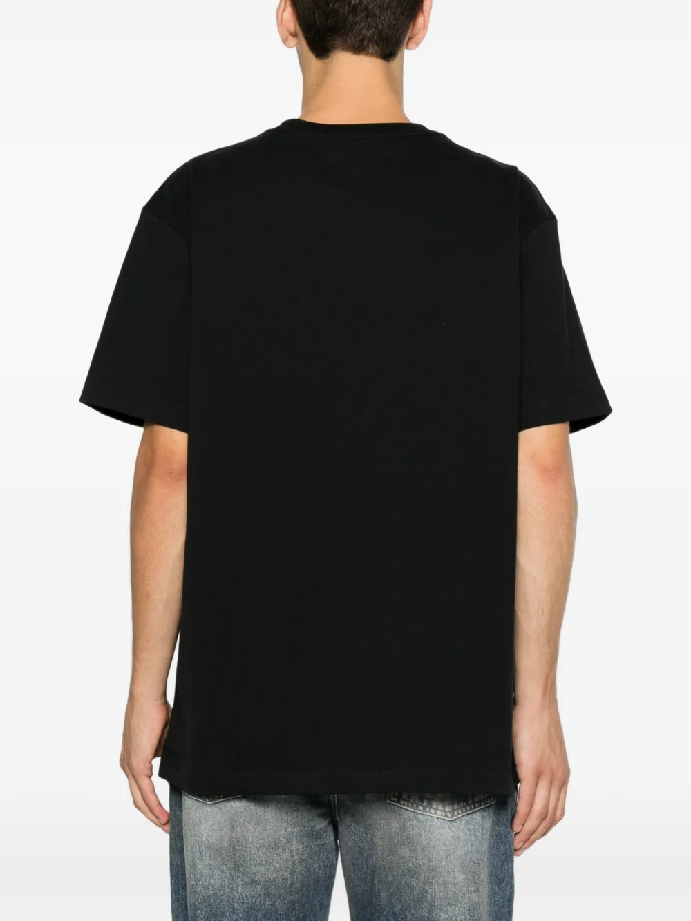 Purple Brand T-shirt met schuine afwerking en kristallen Zwart