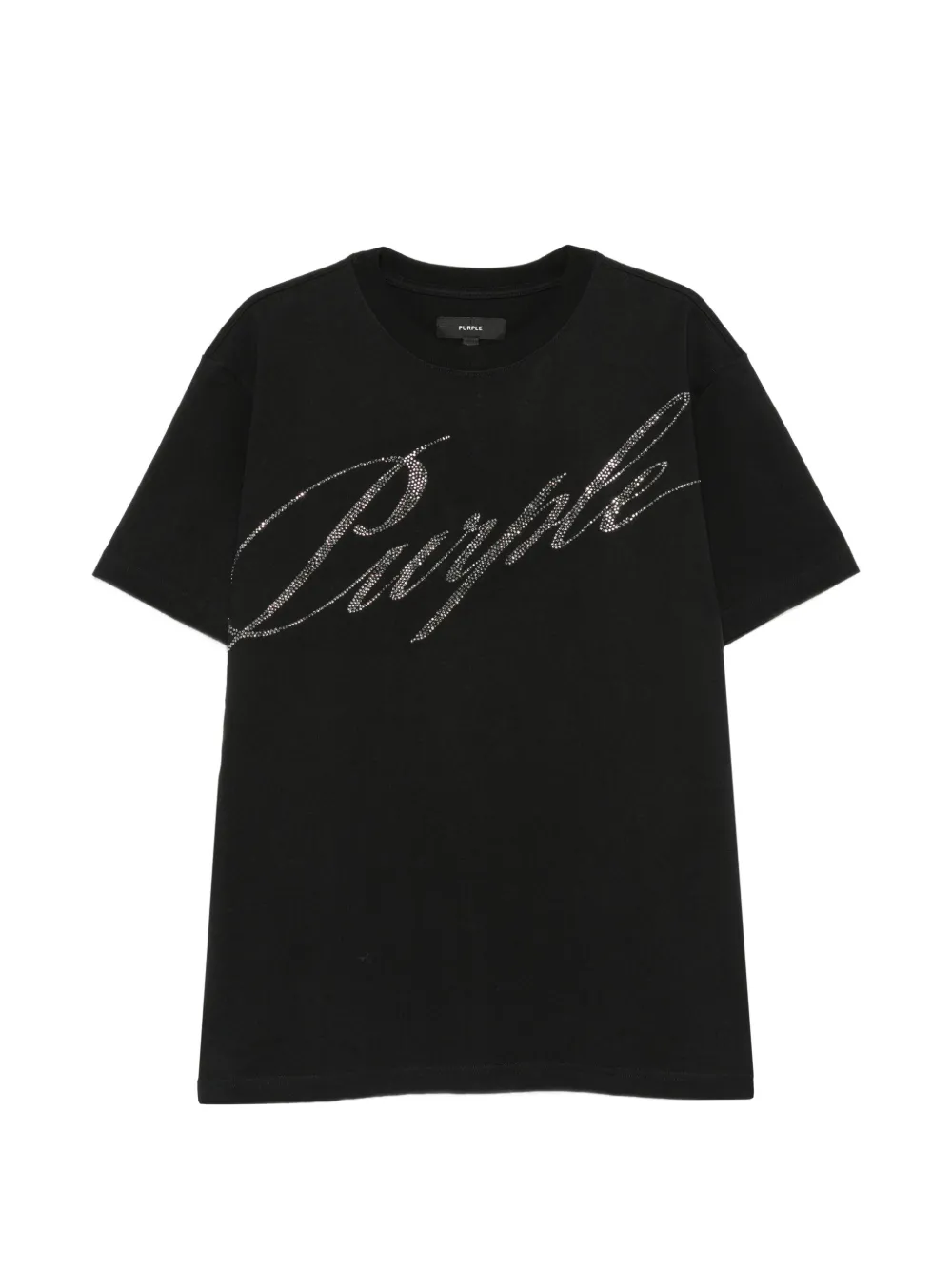 Purple Brand rhinestone-logo T-shirt - Schwarz