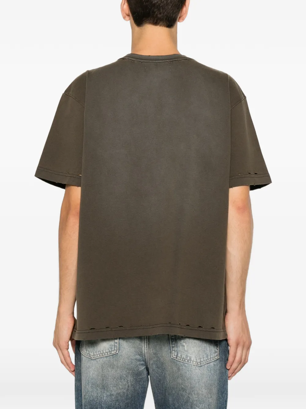 Purple Brand Gerafeld T-shirt met logoprint Zwart