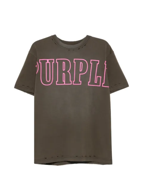 Purple Brand logo-print distressed T-shirt
