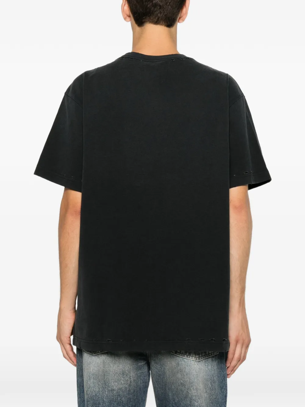 Purple Brand Gerafeld T-shirt met logoprint Zwart
