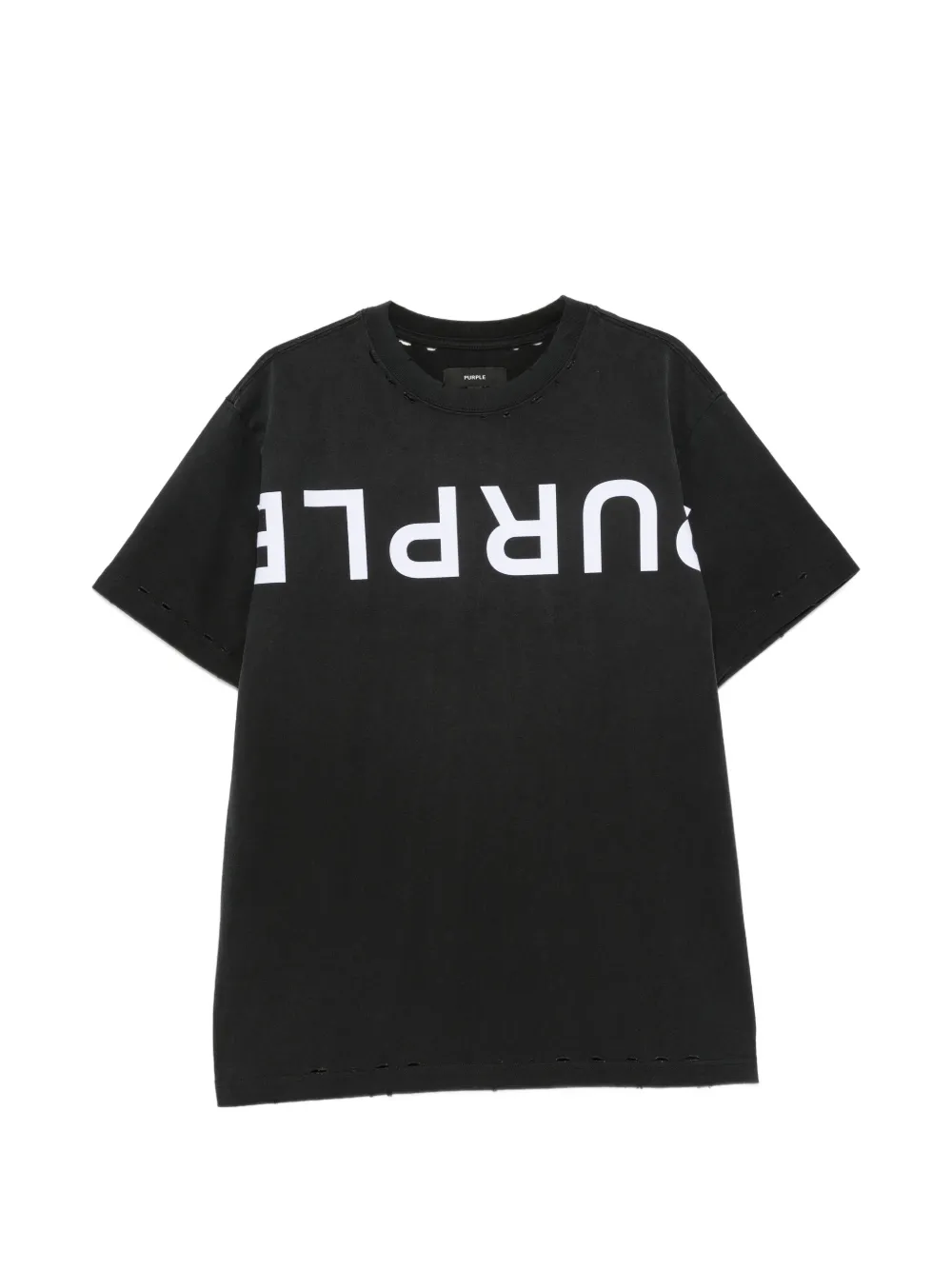 Purple Brand logo-print distressed-effect T-shirt - Schwarz