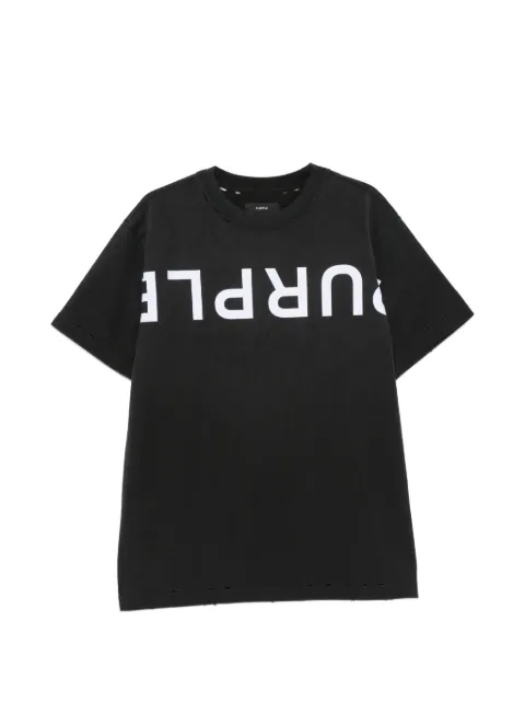 Purple Brand logo-print distressed T-shirt