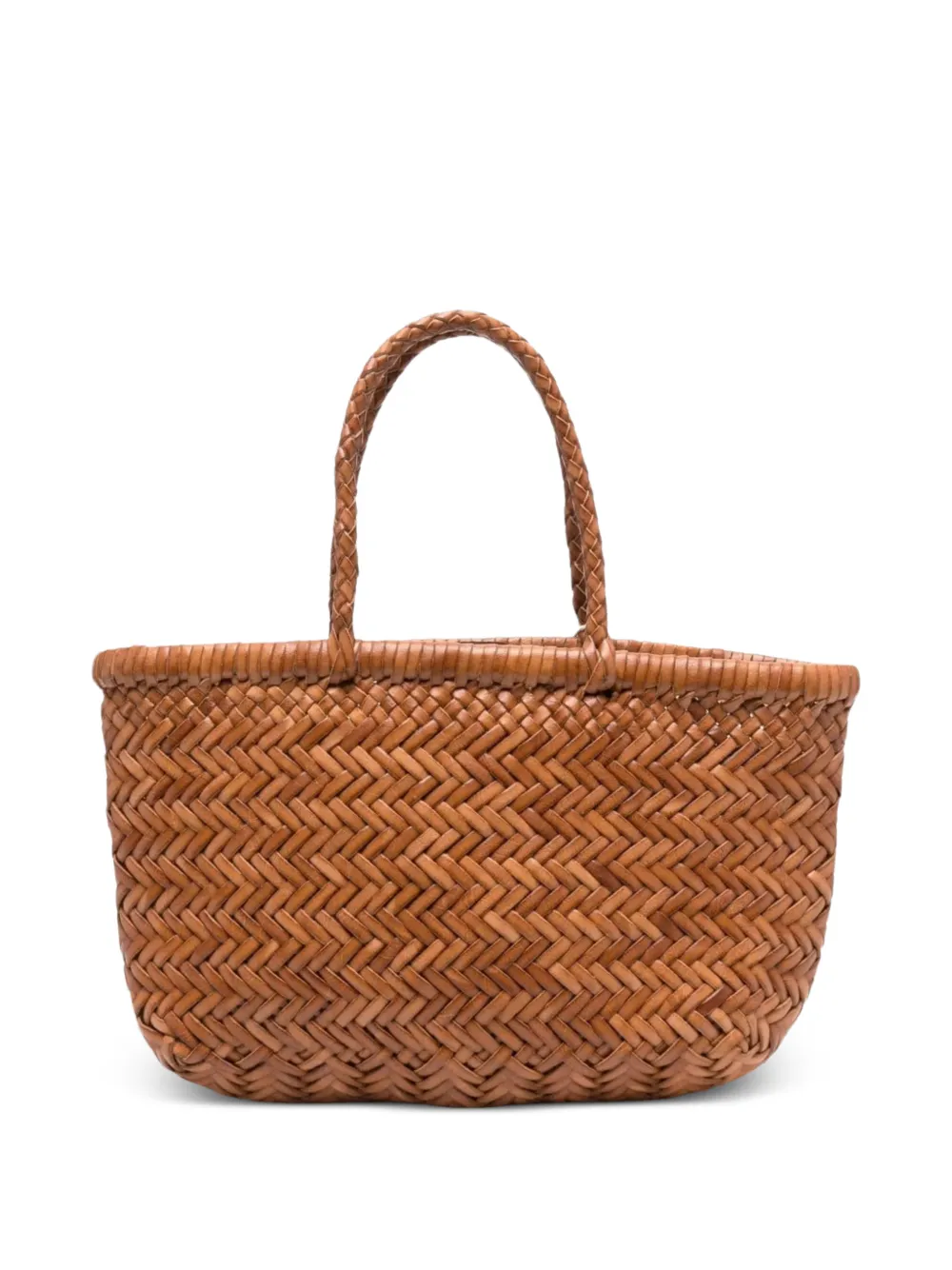 DRAGON DIFFUSION mini Flat Gora braided-handle tote bag - Marrone