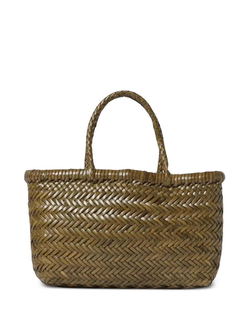 DRAGON DIFFUSION mini Flat Gora woven-design tote bag - Marrone