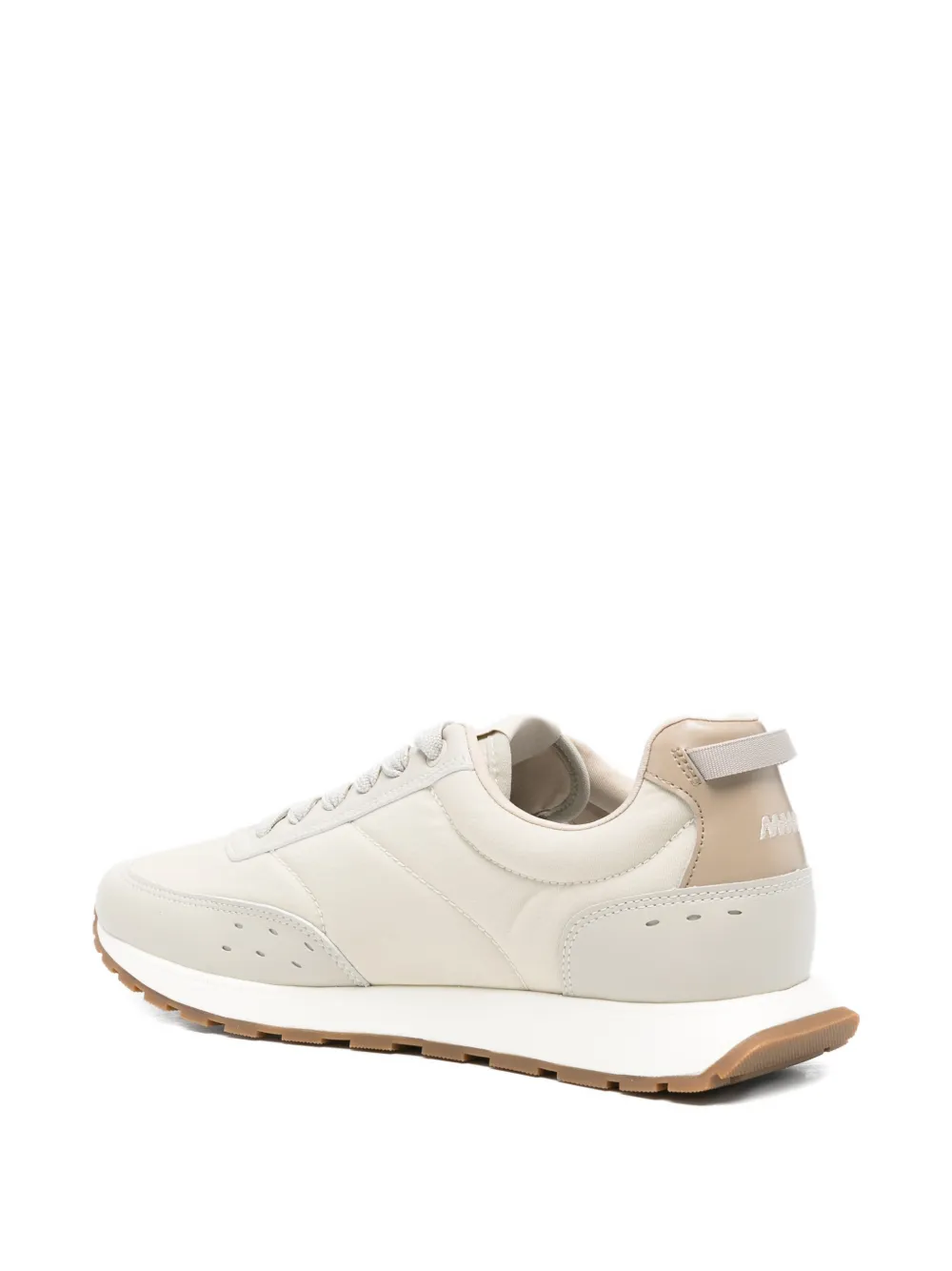 BOSS Gewatteerde leren sneakers met logo Beige