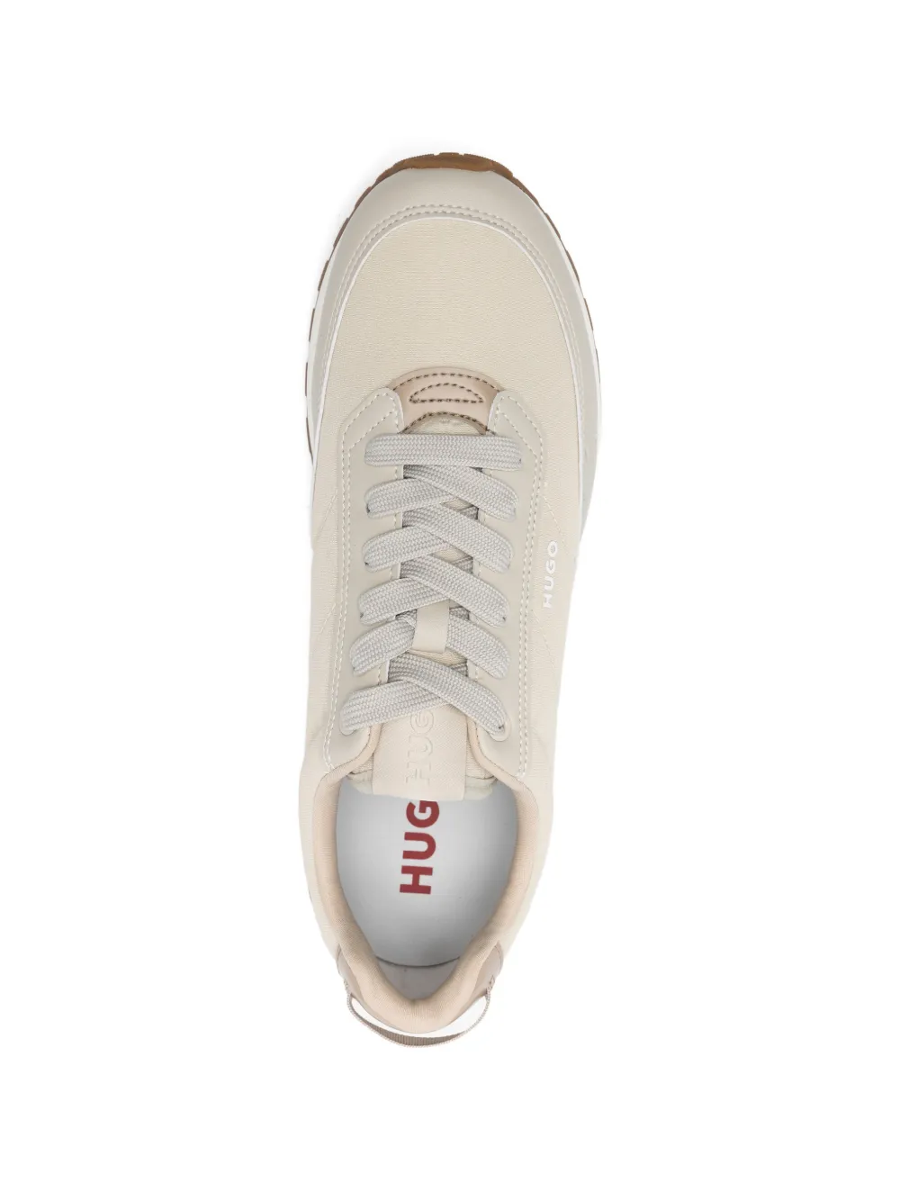 BOSS Gewatteerde leren sneakers met logo Beige