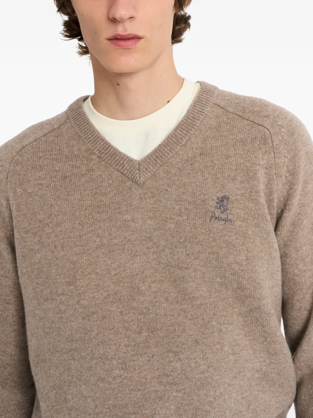 Pringle of Scotland Klassieke trui met V-hals Beige