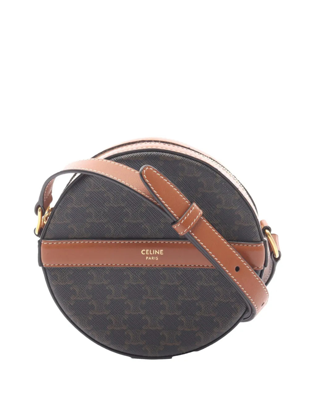 Celine Pre-Owned 2021-2026 Triomphe Coated Canvas Round Purse on Strap crossbody bag - Nero