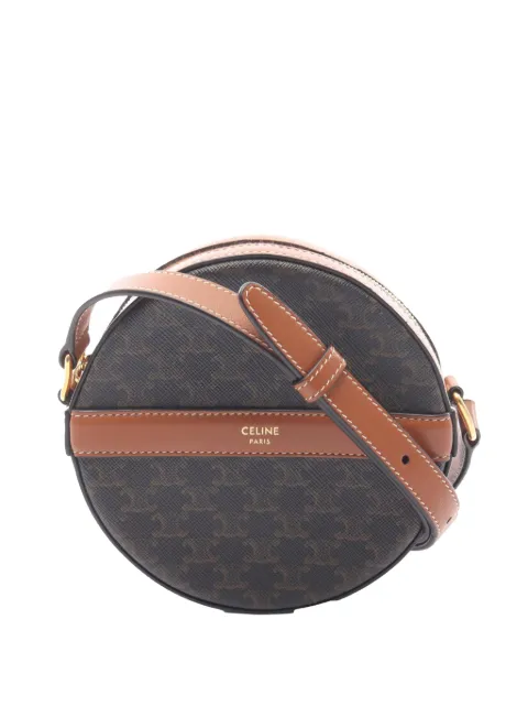 Celine Pre-Owned 2021-2026 Triomphe Coated Canvas Round Purse on Strap crossbody bag
