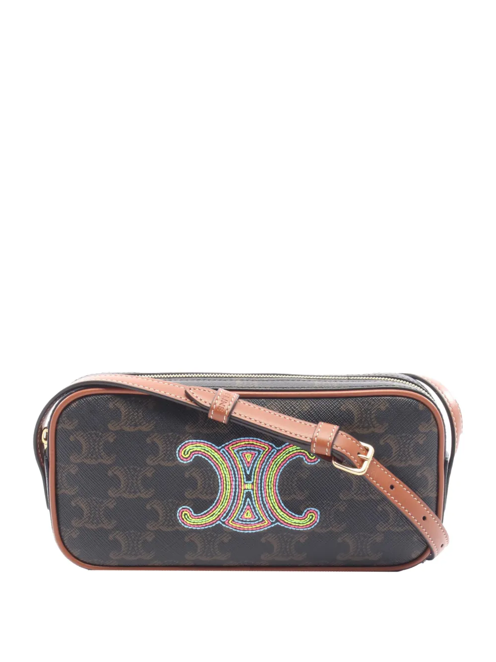 Celine Pre-Owned 2022 Mini Triomphe Cuir Coated Canvas Camera Bag shoulder bag - Marrone