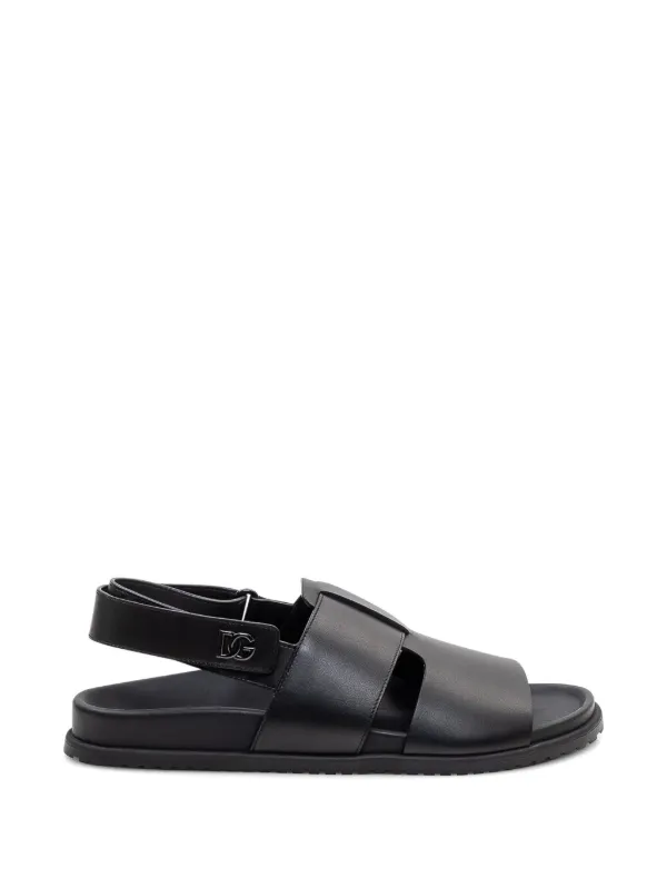 DOLCE&GABBANA レザー クロスストラップ サンダル Dolce & Gabbana ストラップ サンダル | ブラック | FARFETCH JP