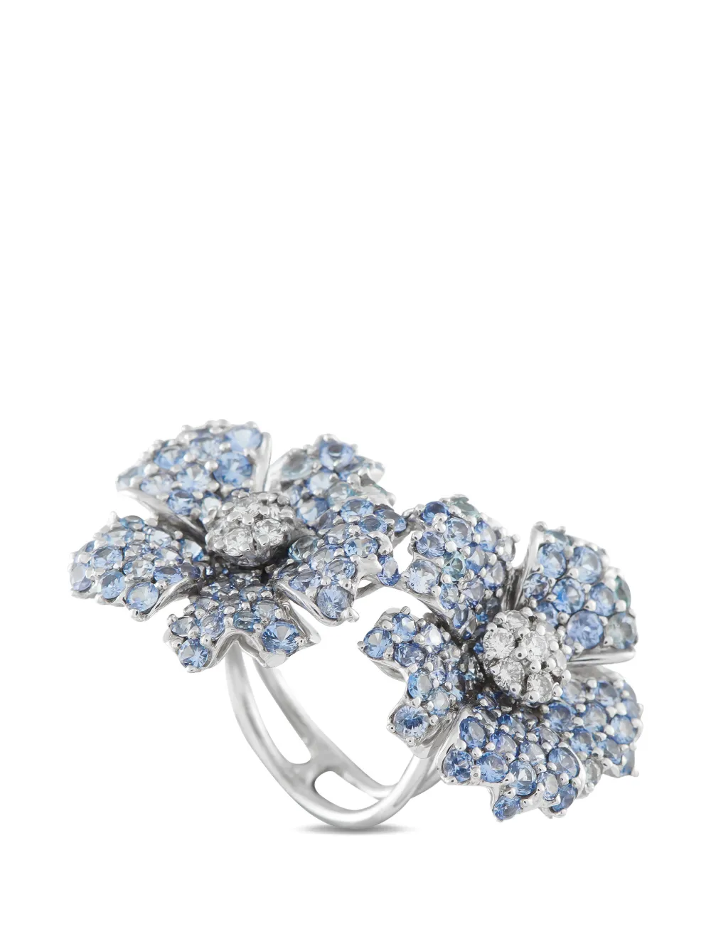 LB Exclusive diamond sapphire flower ring - Argento