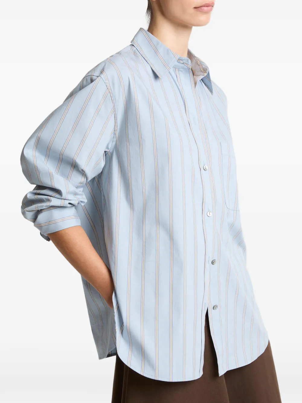 Vince Gestreept shirt met knopen Blauw