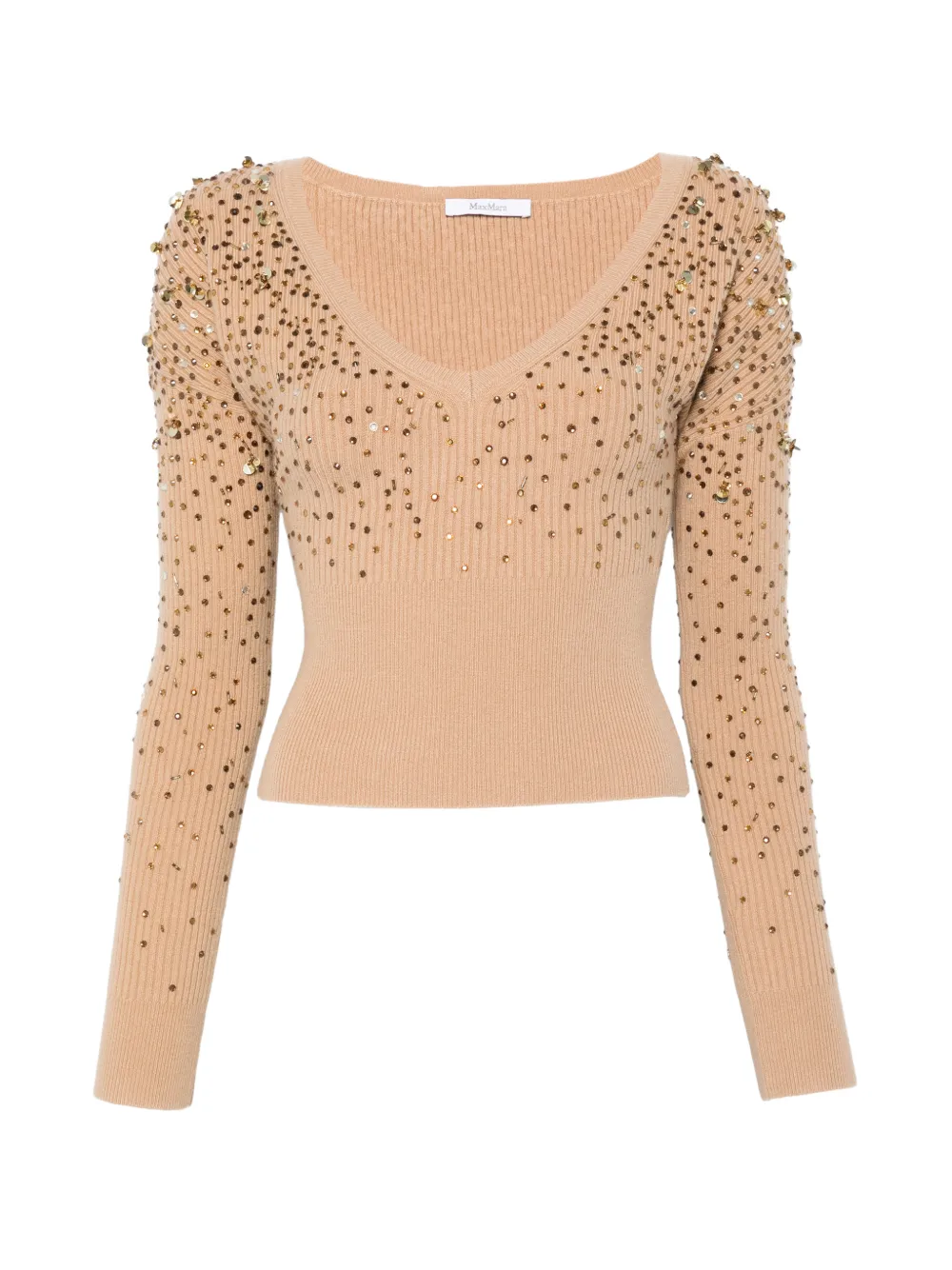 Max Mara Gang embellished V-neck sweater - Toni neutri