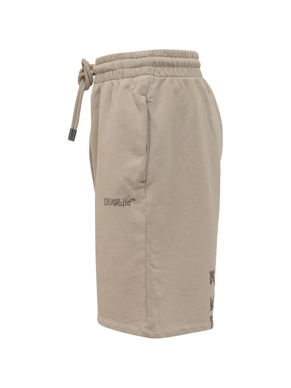  Off-white Drawstring Heraldic Print Shorts - Neutrals 