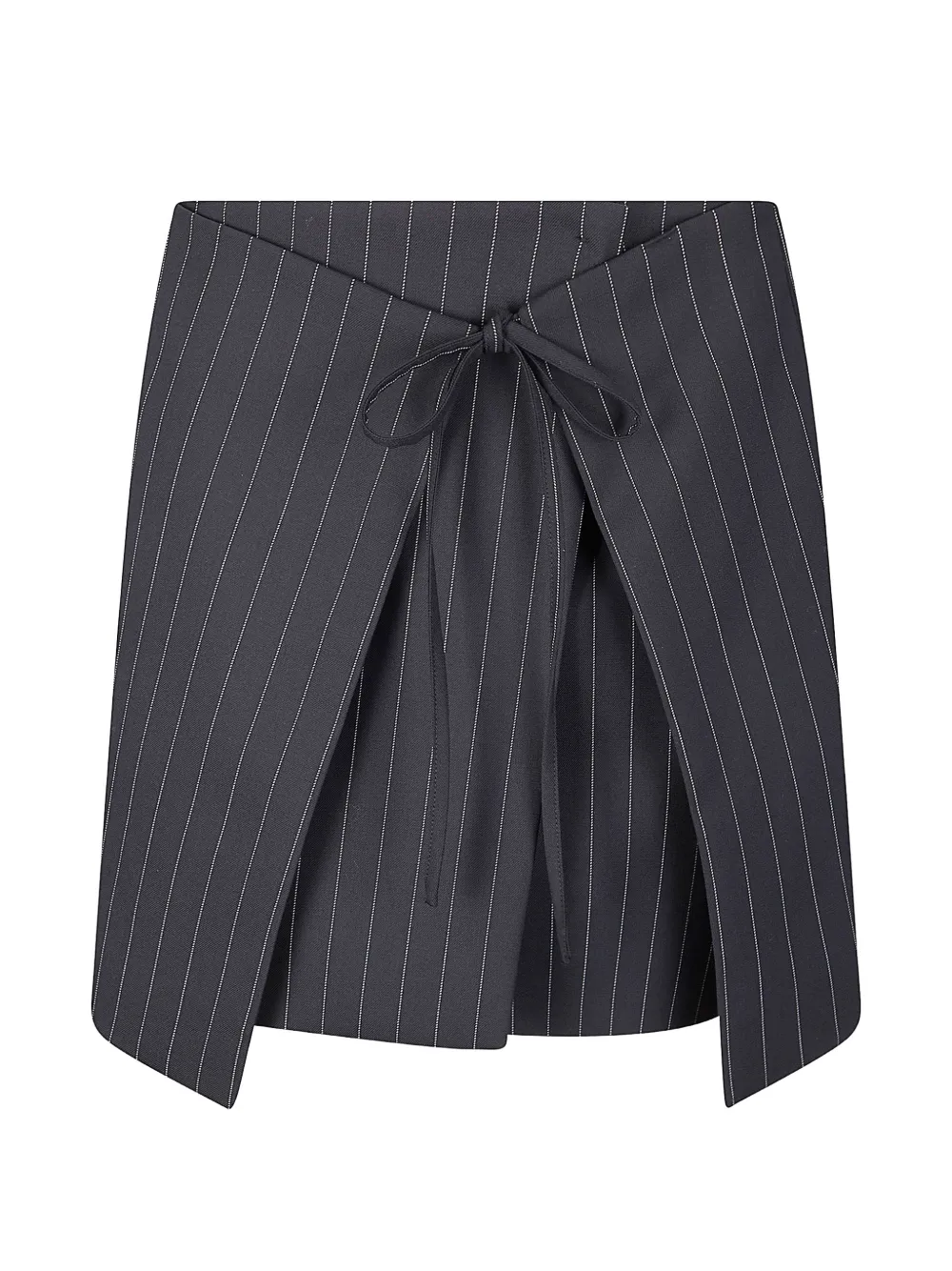 Sportmax Fatti mini pinstripe-pattern tie-detail skirt - Grigio