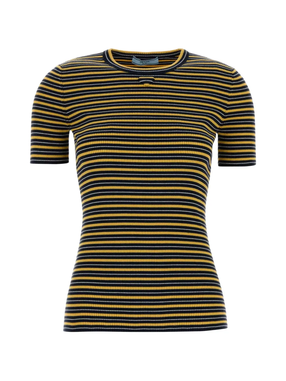 Prada embroidered striped T-shirt - Blau